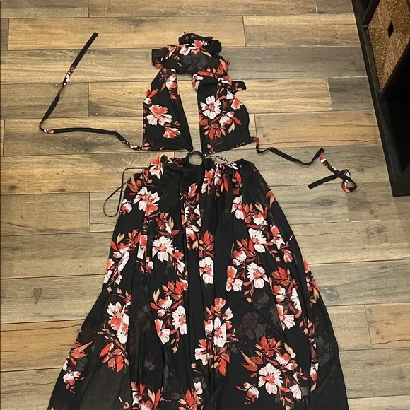 JLUXLABEL Black and Red Floral Dress - Picture 1 of 5